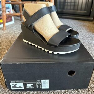 Sorel Women's Black Wedge Sandals